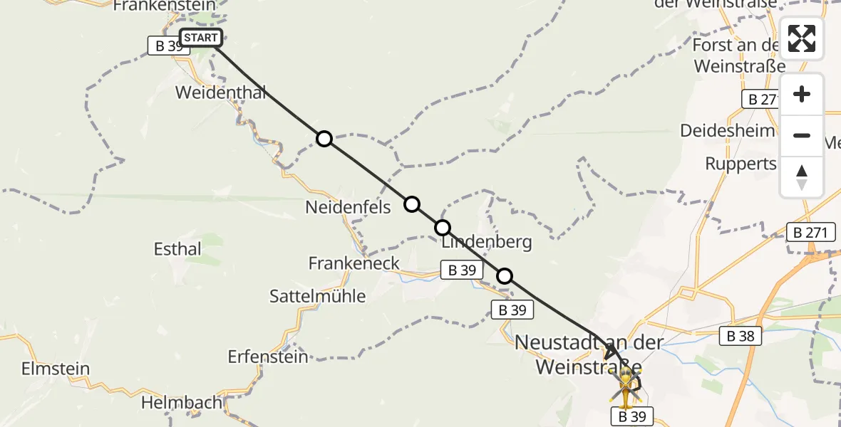 Flugroute Rettungshubschrauber Bad Dürkheim - Neustadt an der Weinstraße, 09 September 2026, 07:11