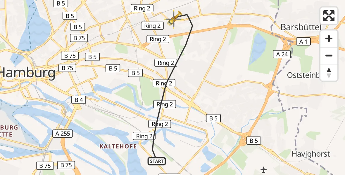 Flugroute Rettungshubschrauber Hamburg - Hamburg, 09 September 2026, 07:11