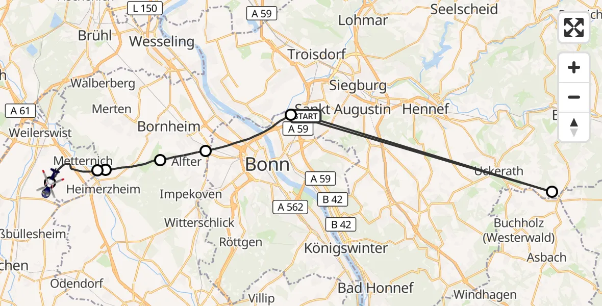 Flugroute Polizeihubschrauber Sankt Augustin - Weilerswist UL, 09 September 2026, 07:55
