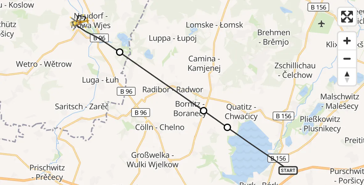 Flugroute Rettungshubschrauber Bautzen - Neschwitz, 09 September 2026, 08:01
