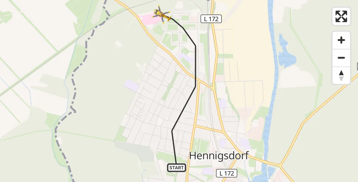Flugroute Rettungshubschrauber Hennigsdorf - Hennigsdorf, 09 September 2026, 08:15