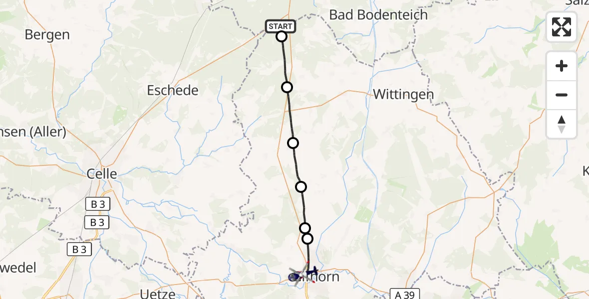 Flugroute Polizeihubschrauber Wrestedt - Gifhorn, 09 September 2026, 08:32