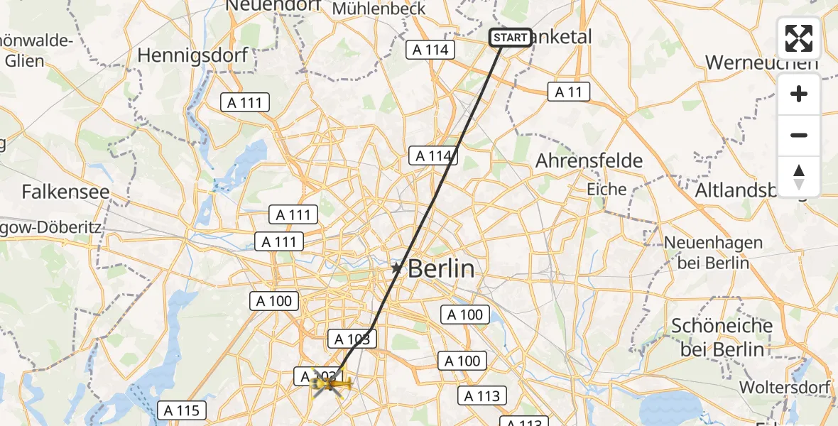 Flugroute Rettungshubschrauber Berlin - Berlin, 09 September 2026, 08:35