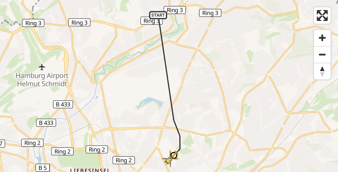 Flugroute Rettungshubschrauber Hamburg - Hamburg Military Hospital, 09 September 2026, 08:41