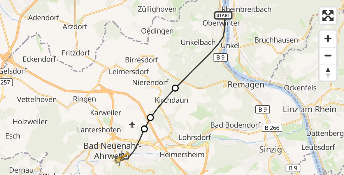 Flugroute Rettungshubschrauber Remagen - Bad Neuenahr-Ahrweiler, 09 September 2026, 09:53