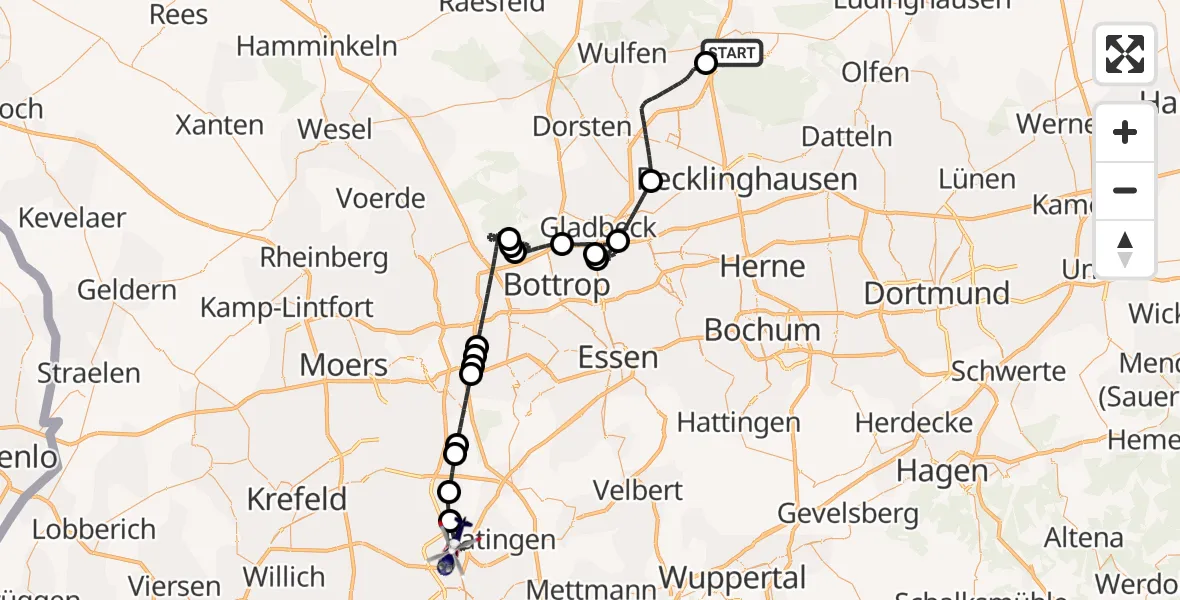 Flugroute Polizeihubschrauber Haltern am See - Düsseldorf Flughafen, 09 September 2026, 10:52