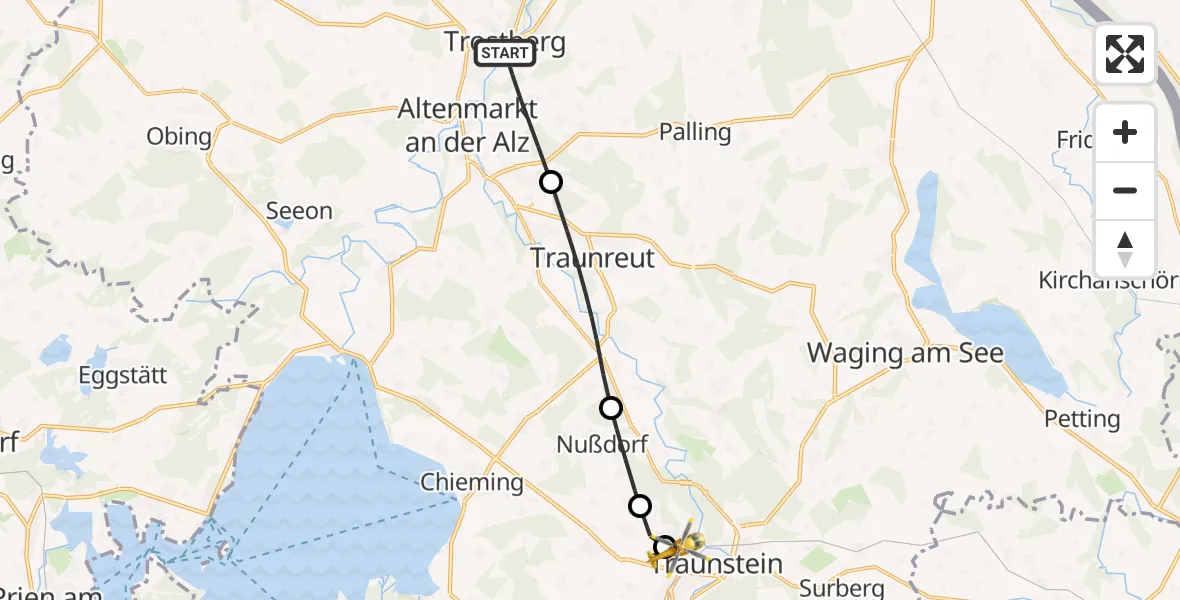 Flugroute Rettungshubschrauber Trostberg - Traunstein Hospital, 09 September 2026, 10:58