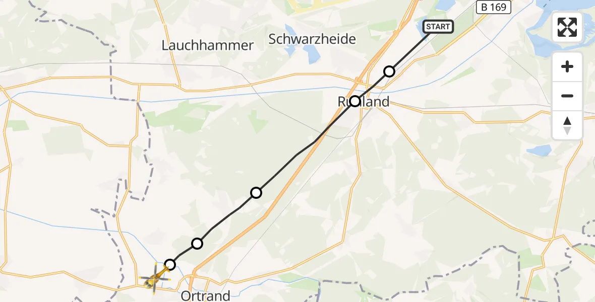 Flugroute Rettungshubschrauber Schipkau - Großkmehlen, 09 September 2026, 11:42