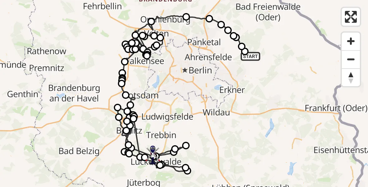 Flugroute Polizeihubschrauber Strausberg - Nuthe-Urstromtal, 09 September 2026, 11:57