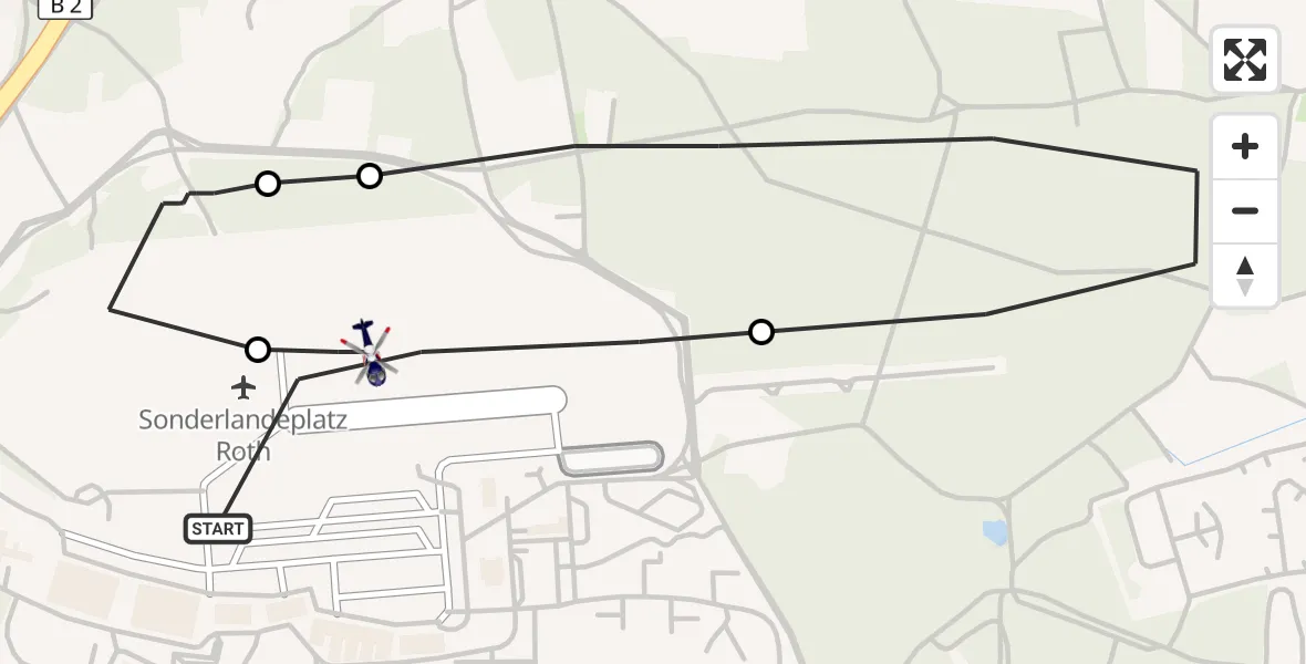 Flugroute Polizeihubschrauber Flugplatz Roth - Flugplatz Roth, 09 September 2026, 12:05