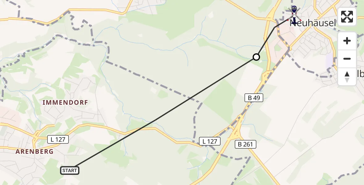 Flugroute Polizeihubschrauber Koblenz - Neuhäusel, 09 September 2026, 12:36