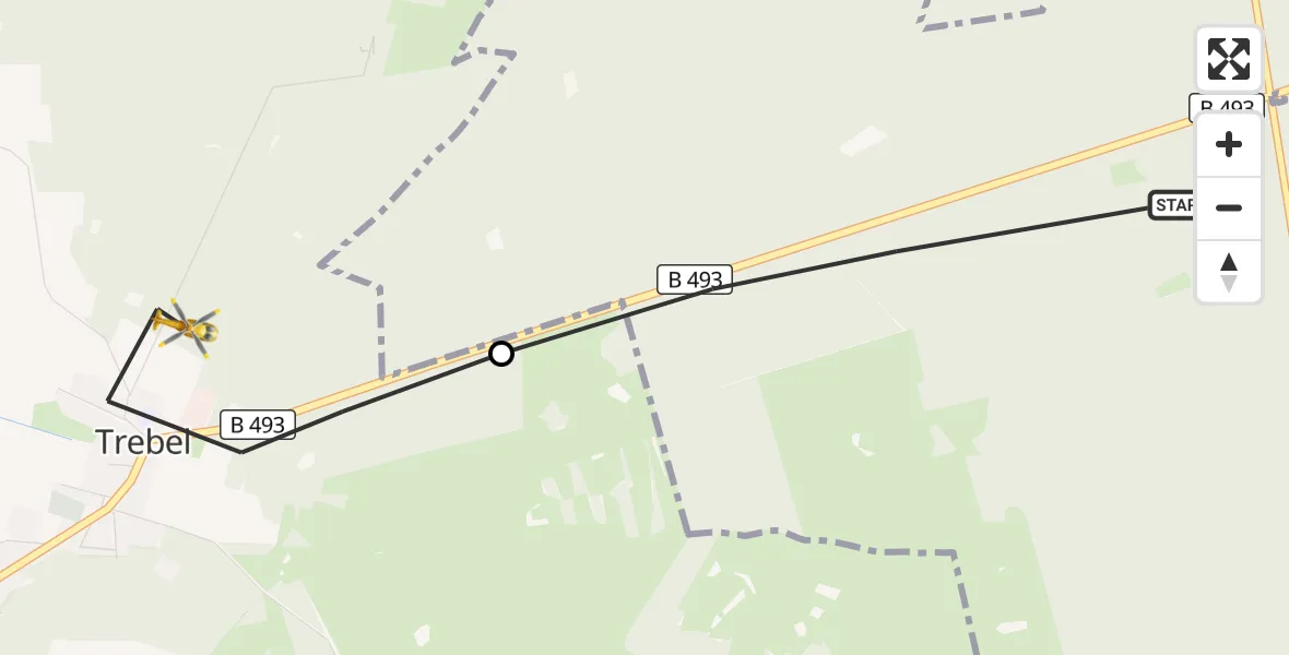 Flugroute Rettungshubschrauber Gartow - Trebel, 09 September 2026, 12:58