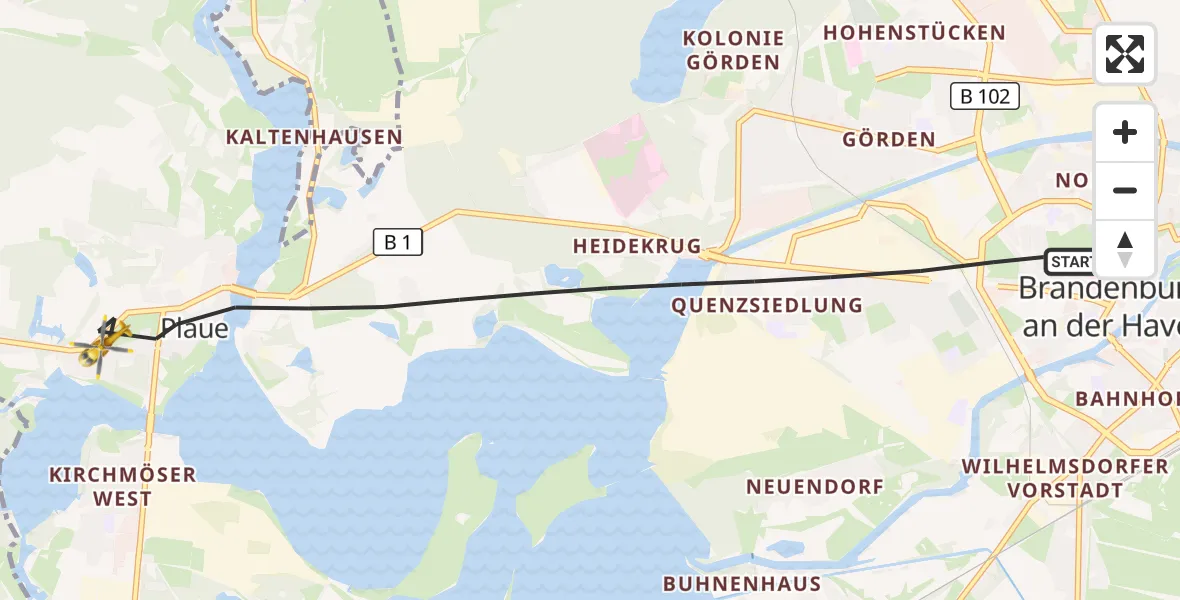 Flugroute Rettungshubschrauber Brandenburg an der Havel - Brandenburg an der Havel, 09 September 2026, 14:59