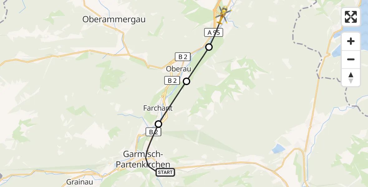 Flugroute Rettungshubschrauber Garmisch-Partenkirchen - Eschenlohe, 09 September 2026, 15:39