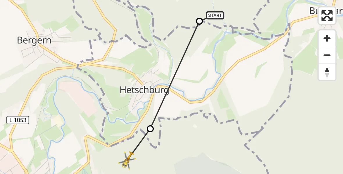 Flugroute Rettungshubschrauber Weimar - Bad Berka, 09 September 2026, 17:59