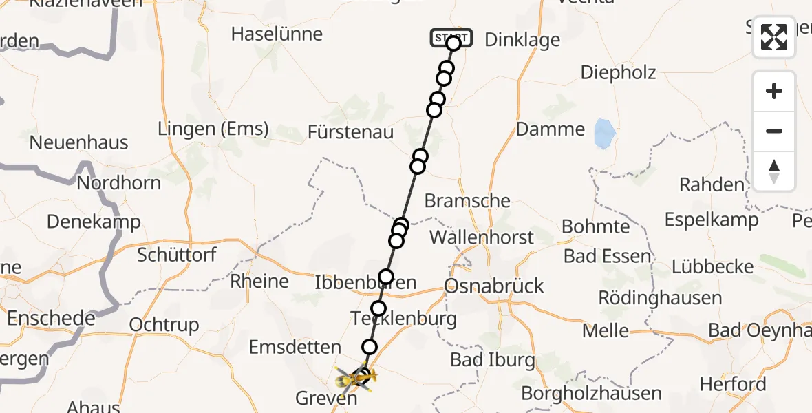 Flugroute Ambulanzhubschrauber Quakenbrück - Christoph  Westfalen-ADAC, 09 September 2026, 18:21
