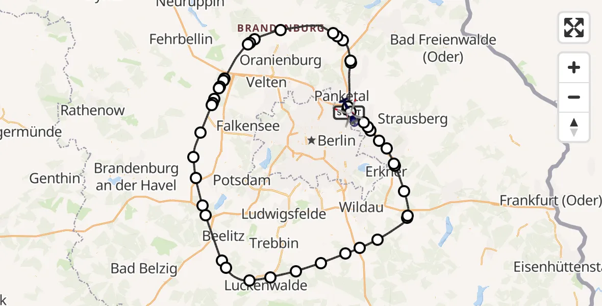 Flugroute Polizeihubschrauber Ahrensfelde Hubschrauberlandeplatz - Ahrensfelde Hubschrauberlandeplatz, 10 September 2026, 04:38