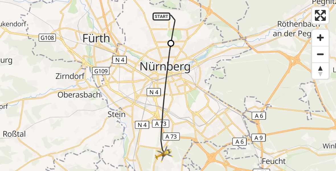 Flugroute Ambulanzhubschrauber Flughafen Nuremberg - Nürnberg, 10 September 2026, 05:47