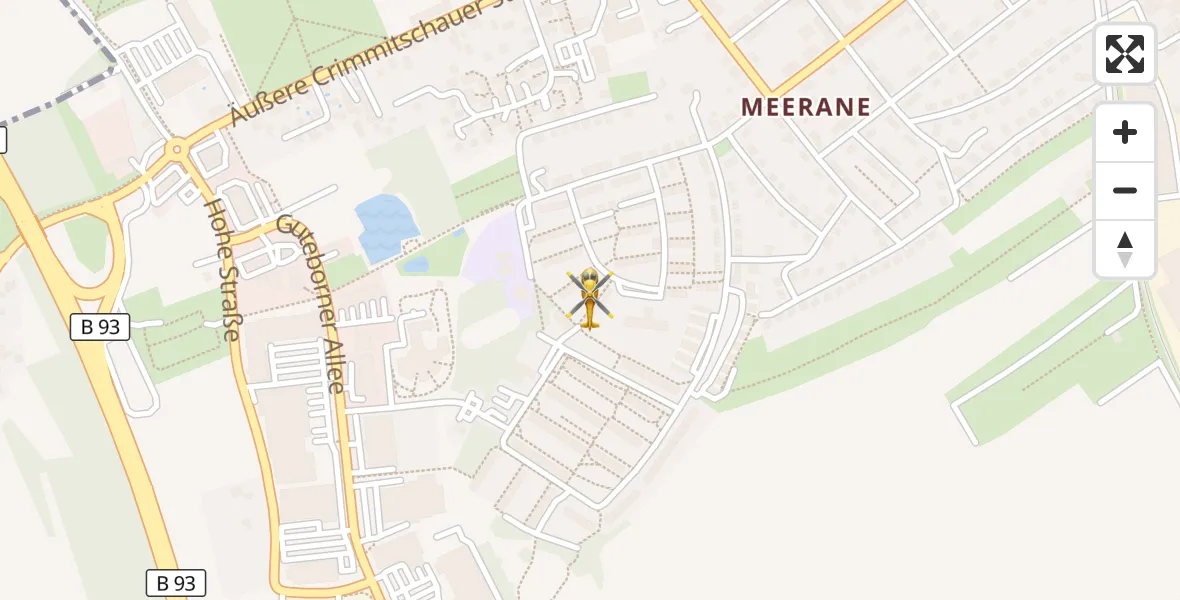 Flugroute Rettungshubschrauber Meerane - Meerane, 10 September 2026, 06:11