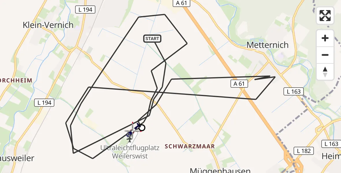 Flugroute Polizeihubschrauber Weilerswist - Weilerswist UL, 10 September 2026, 06:15