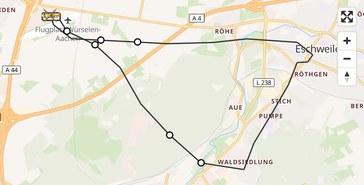 Flugroute Rettungshubschrauber Aachen-Merzbrück Flughafen - Aachen-Merzbrück Flughafen, 10 September 2026, 06:23