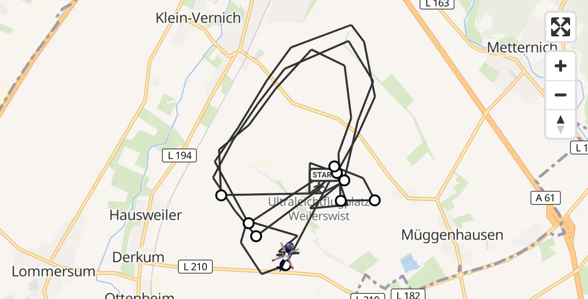Flugroute Polizeihubschrauber Weilerswist UL - Weilerswist, 10 September 2026, 06:27