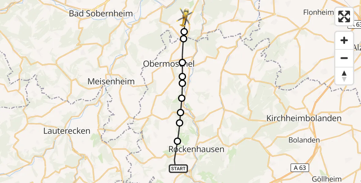 Flugroute Rettungshubschrauber Rockenhausen - Feilbingert, 10 September 2026, 06:34