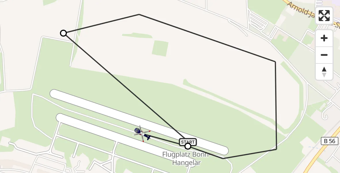 Flugroute Polizeihubschrauber Bonn-Hangelar Flugplatz - Bonn-Hangelar Flugplatz, 10 September 2026, 06:53