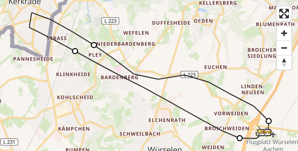 Flugroute Rettungshubschrauber Aachen-Merzbrück Flughafen - Aachen-Merzbrück Flughafen, 10 September 2026, 06:53