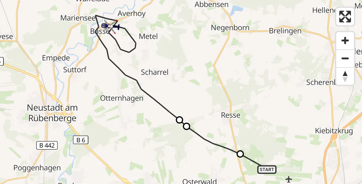 Flugroute Polizeihubschrauber Flughafen Hannover - Neustadt am Rübenberge, 10 September 2026, 07:23