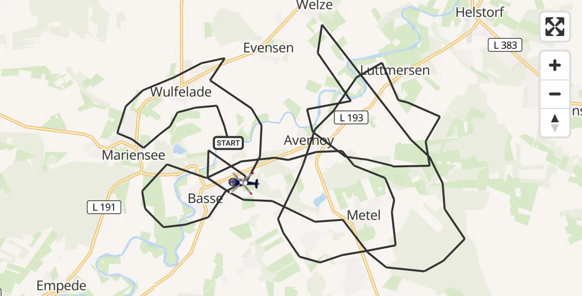 Flugroute Polizeihubschrauber Neustadt am Rübenberge - Neustadt am Rübenberge, 10 September 2026, 07:48
