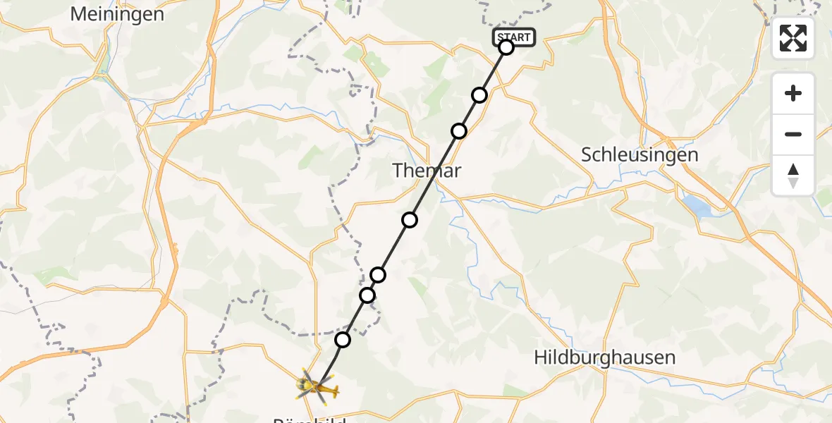 Flugroute Rettungshubschrauber Schleusingen - Römhild, 10 September 2026, 07:50