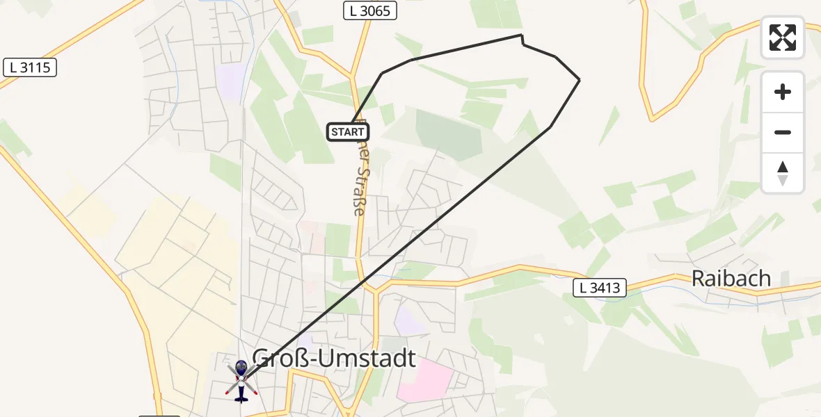 Flugroute Polizeihubschrauber Groß-Umstadt - Groß-Umstadt, 10 September 2026, 08:43