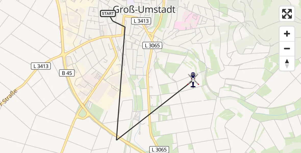 Flugroute Polizeihubschrauber Groß-Umstadt - Groß-Umstadt, 10 September 2026, 08:47