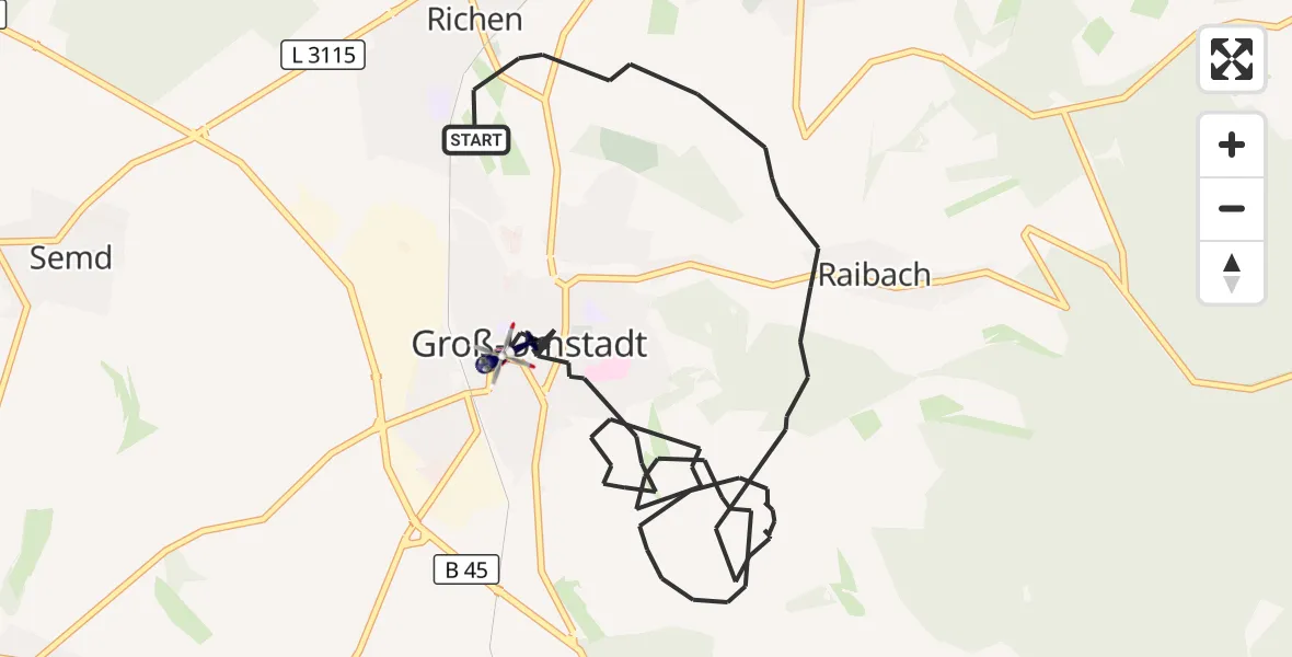 Flugroute Polizeihubschrauber Groß-Umstadt - Groß-Umstadt, 10 September 2026, 08:54