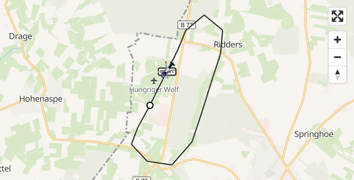 Flugroute Polizeihubschrauber Itzehoe Hungriger Wolf Flugplatz - Hohenlockstedt, 10 September 2026, 09:07