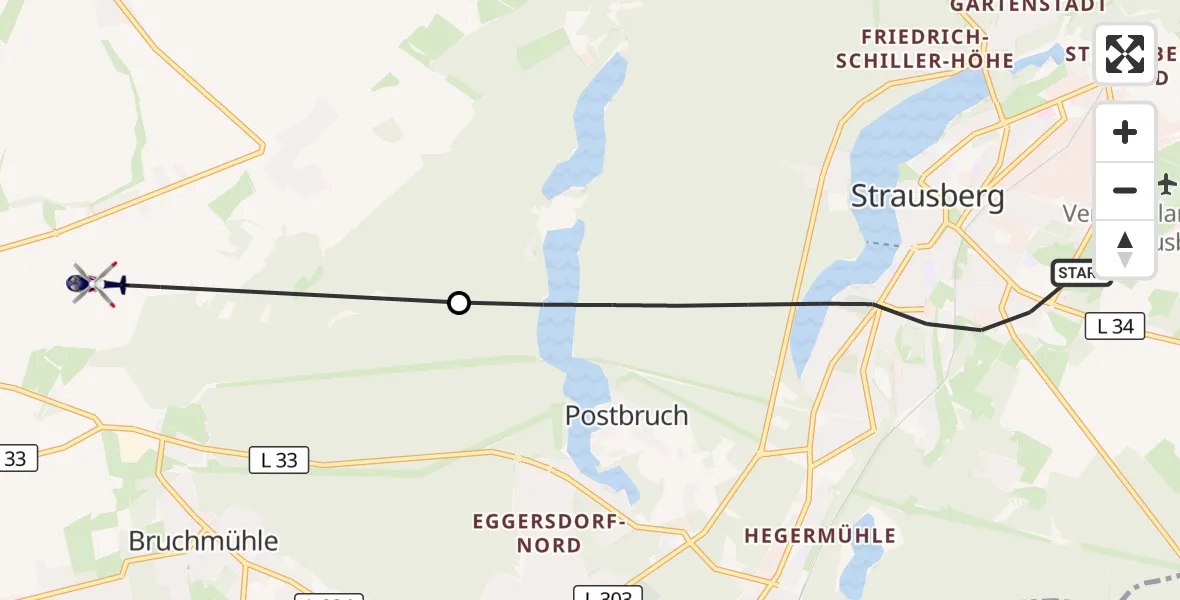 Flugroute Polizeihubschrauber Strausberg - Altlandsberg, 10 September 2026, 09:13