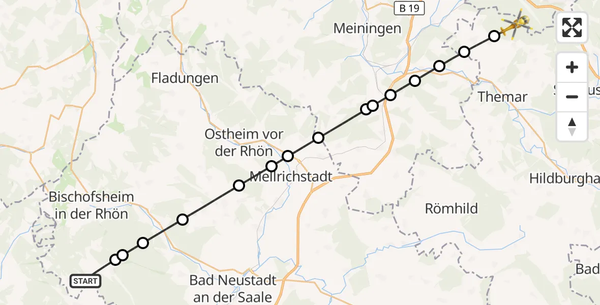 Flugroute Rettungshubschrauber Sandberg - Oberstadt, 10 September 2026, 09:42