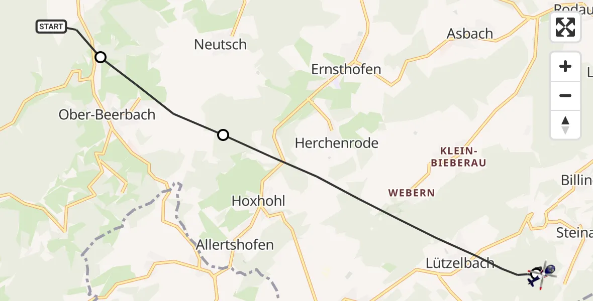 Flugroute Polizeihubschrauber Mühltal - Fischbachtal, 10 September 2026, 09:44