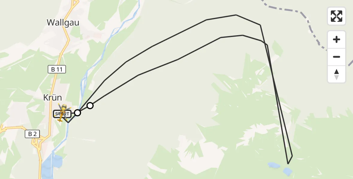 Flugroute Rettungshubschrauber Krün - Krün, 10 September 2026, 09:49