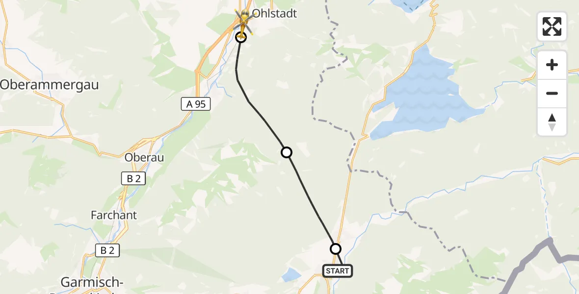 Flugroute Rettungshubschrauber Krün - Ohlstadt, 10 September 2026, 10:26