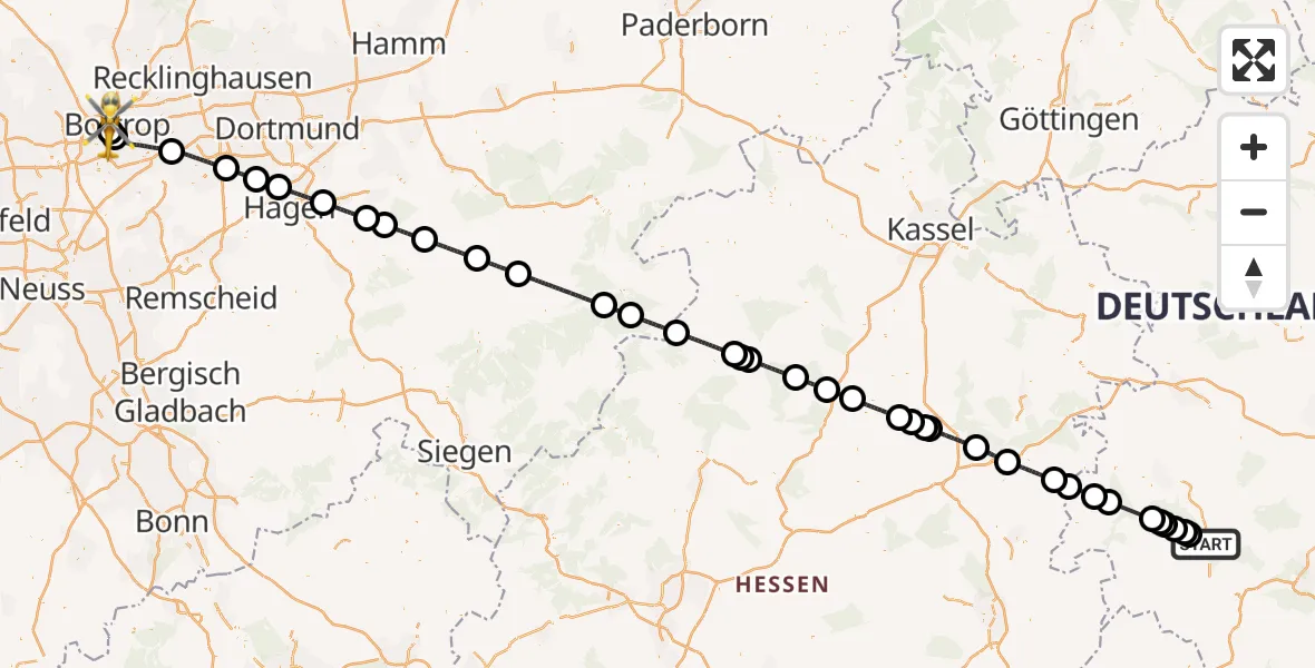 Flugroute Rettungshubschrauber Schwallungen - Bottrop, 10 September 2026, 10:26