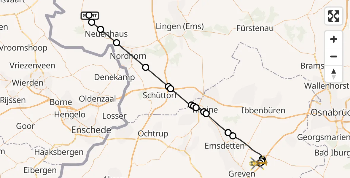 Flugroute Ambulanzhubschrauber Hoogstede - Christoph  Westfalen-ADAC, 10 September 2026, 12:08