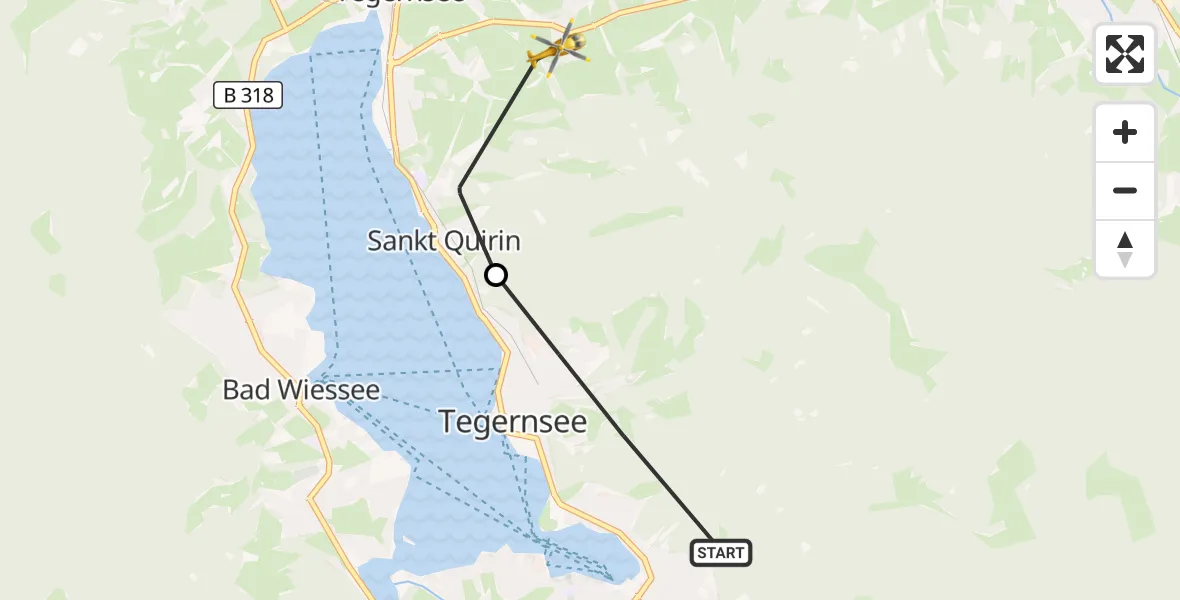 Flugroute Rettungshubschrauber Tegernsee - Gmund a.Tegernsee, 10 September 2026, 12:41