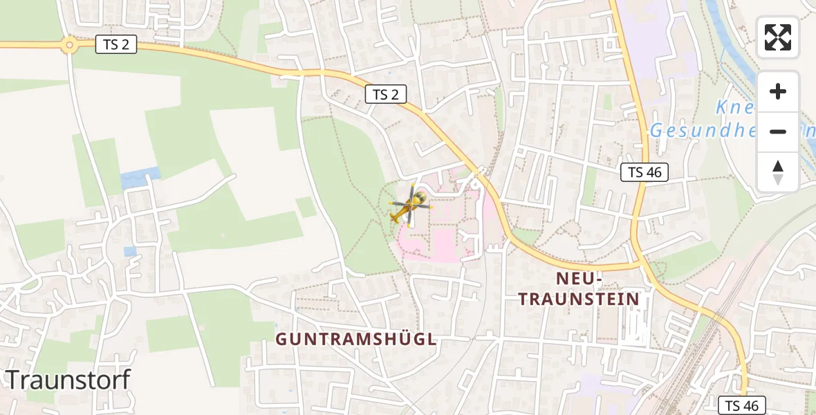 Flugroute Rettungshubschrauber Traunstein Hospital - Traunstein Hospital, 10 September 2026, 12:45