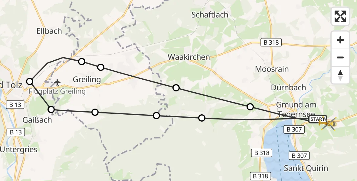 Flugroute Rettungshubschrauber Gmund a.Tegernsee - Gmund a.Tegernsee, 10 September 2026, 13:05