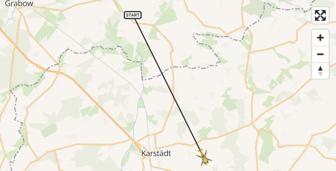 Flugroute Rettungshubschrauber Balow - Karstädt, 10 September 2026, 13:38