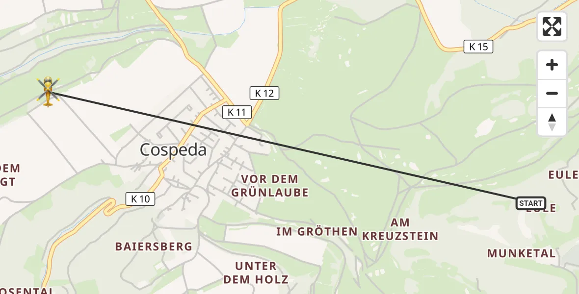Flugroute Rettungshubschrauber Jena - Jena, 10 September 2026, 14:00