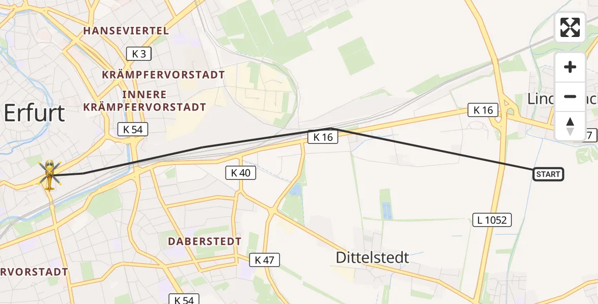 Flugroute Rettungshubschrauber Erfurt - Erfurt, 10 September 2026, 14:11
