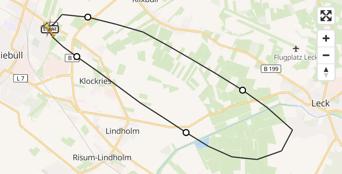 Flugroute Ambulanzhubschrauber Niebüll - Niebüll, 10 September 2026, 14:11